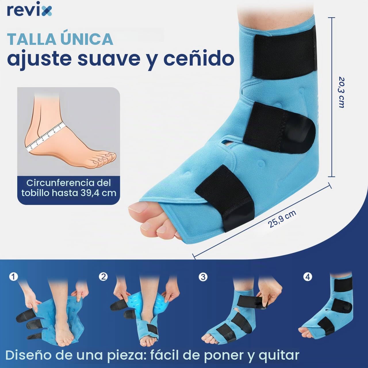 REVIX Paquete de hielo grande para tobillo para molestias en el pie, paquete de gel frío reutilizable con terapia de compresión fría, envoltorio de hielo para tobillo de cobertura completa, 2 paquetes