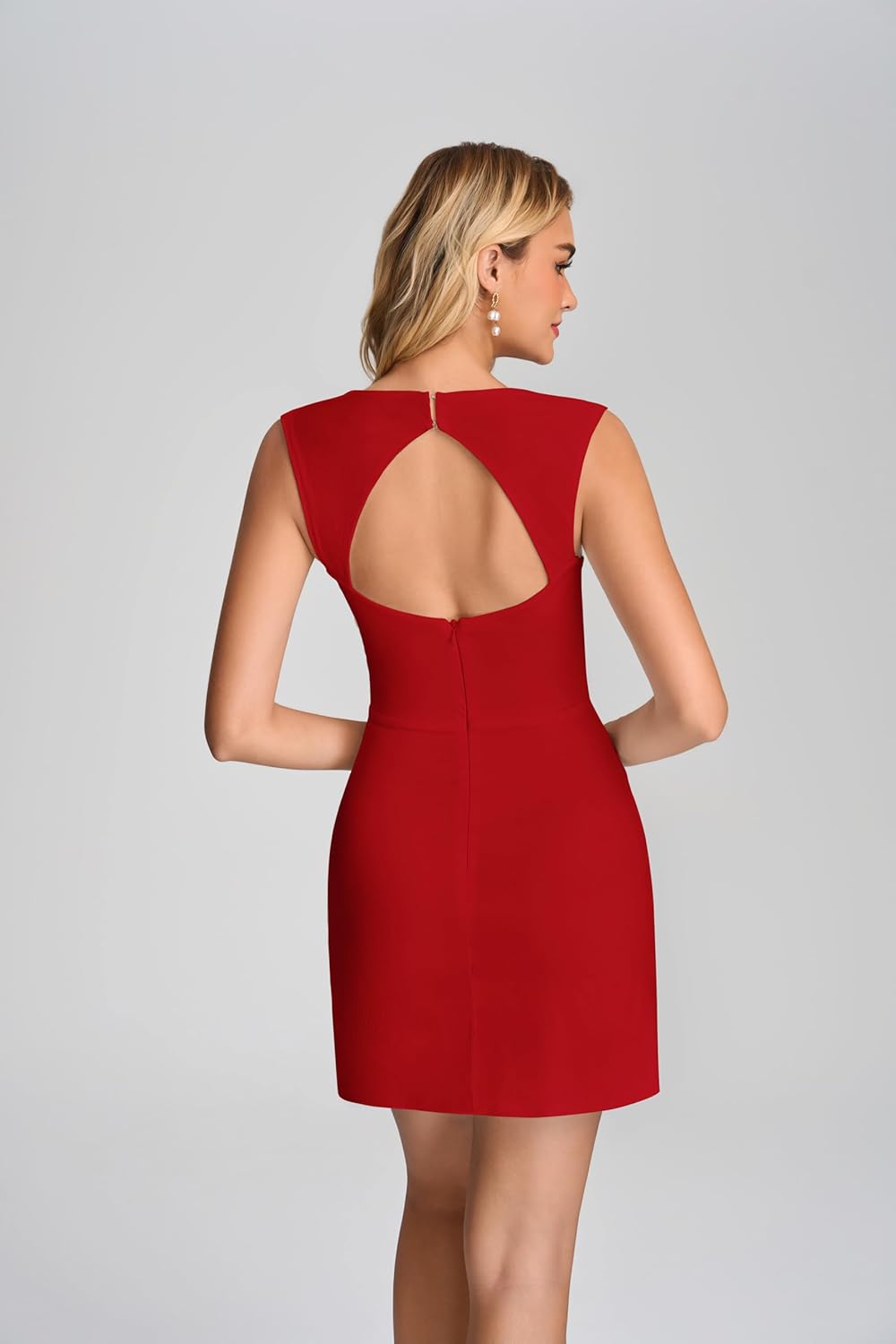 Parthea Women's Summer Square Neck Bodycon Mini Dress Sleeveless Back Cutout Party Club Dresses - Image 2