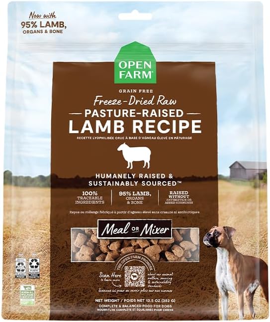 Open Farm - Comida para perros cruda liofilizada, receta de carne criada humanamente con superalimentos sin OMG y sin sabores ni conservantes