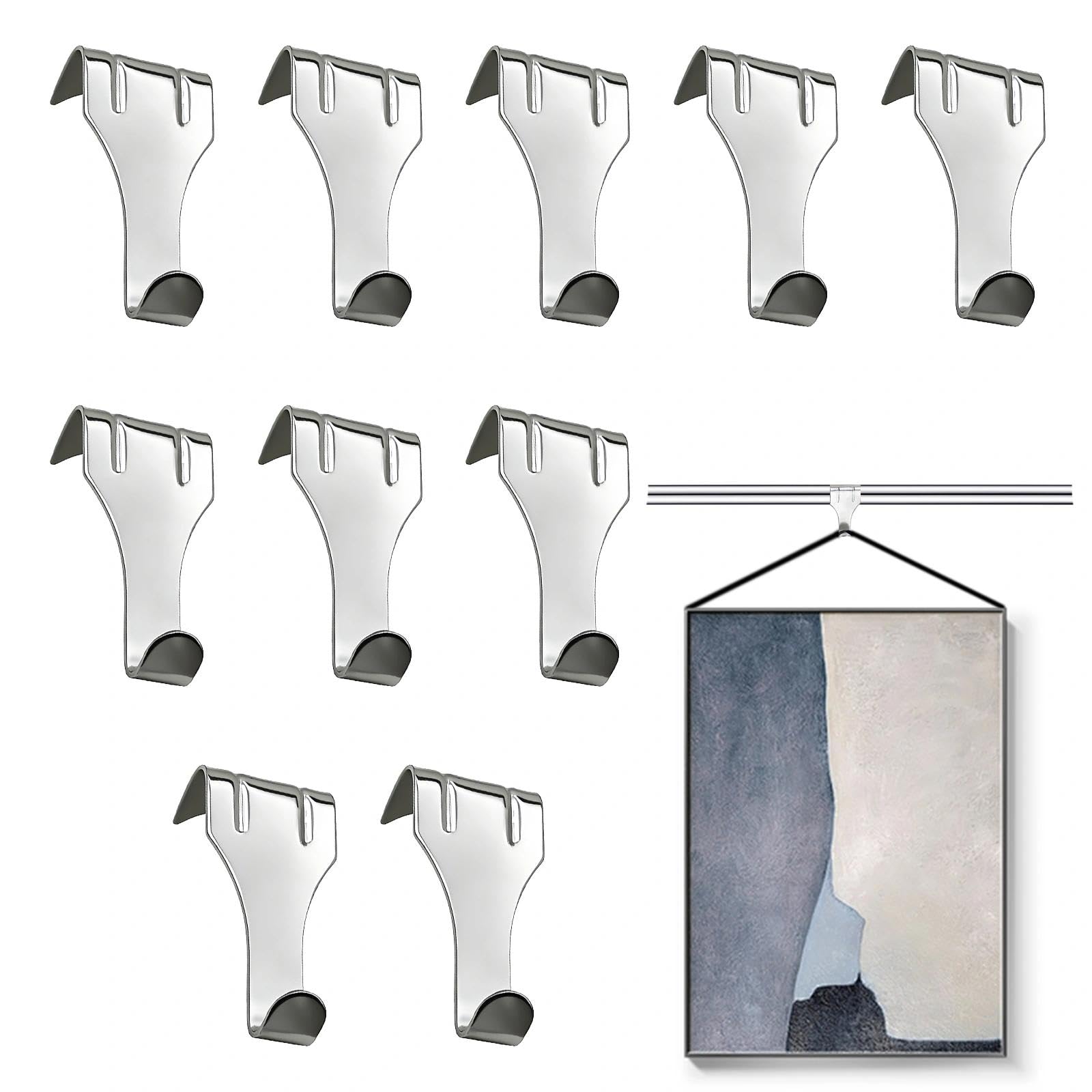 10 Pcs Picture Rail Hooks, Picture Rail Hanging Moulding Hook, Antique Style Moulding Hook, Mirror Hangers, for Hang Pictures Frames, Art Exhibition Gallery Pictures, Keys Holder