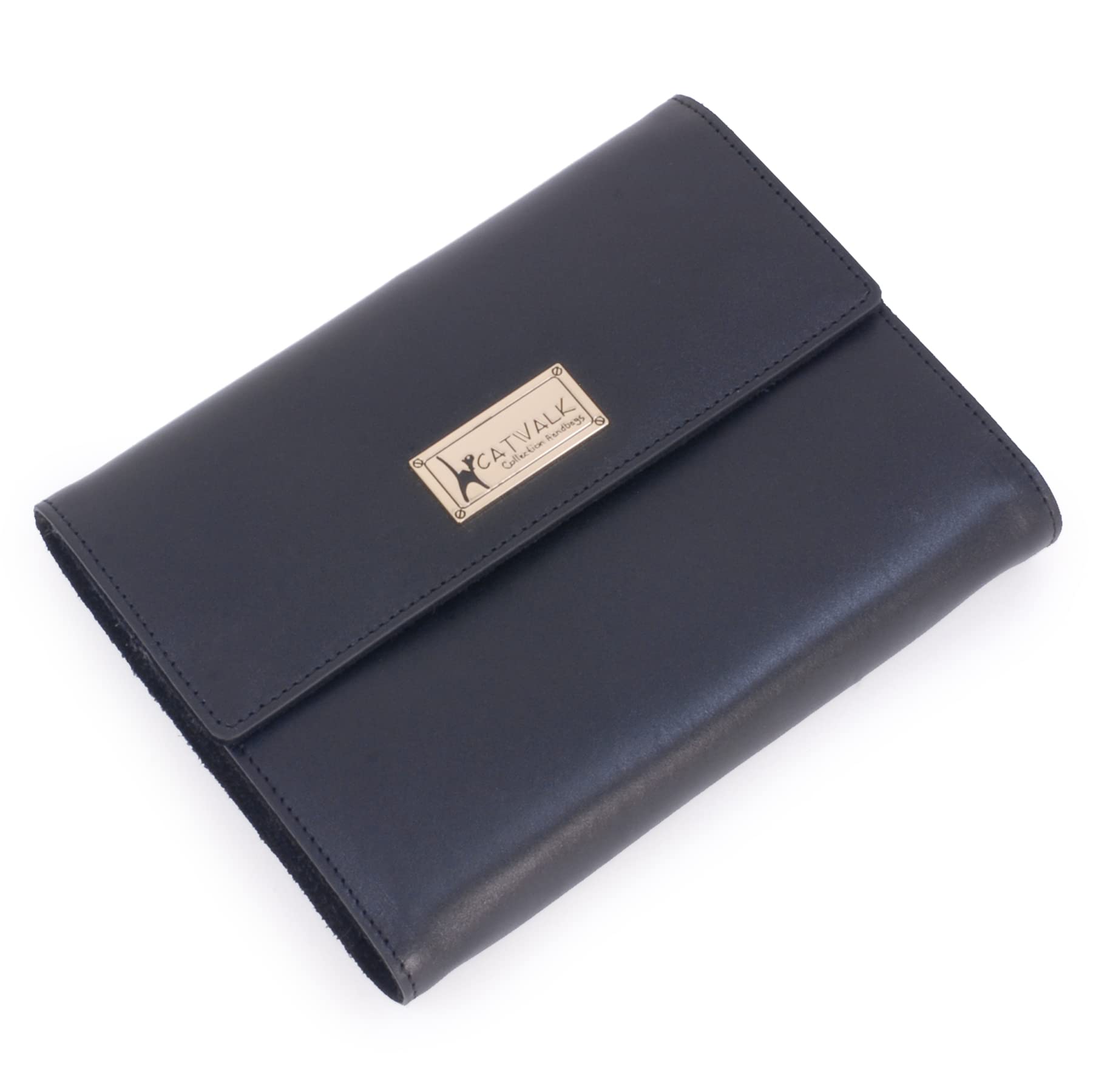 Catwalk Collection Handbags - Pochette Bijoux Voyage - Cuir et Suède - Rouleau Bijoux Femme - Organisateur/Rangement - CHANELLE - Noir