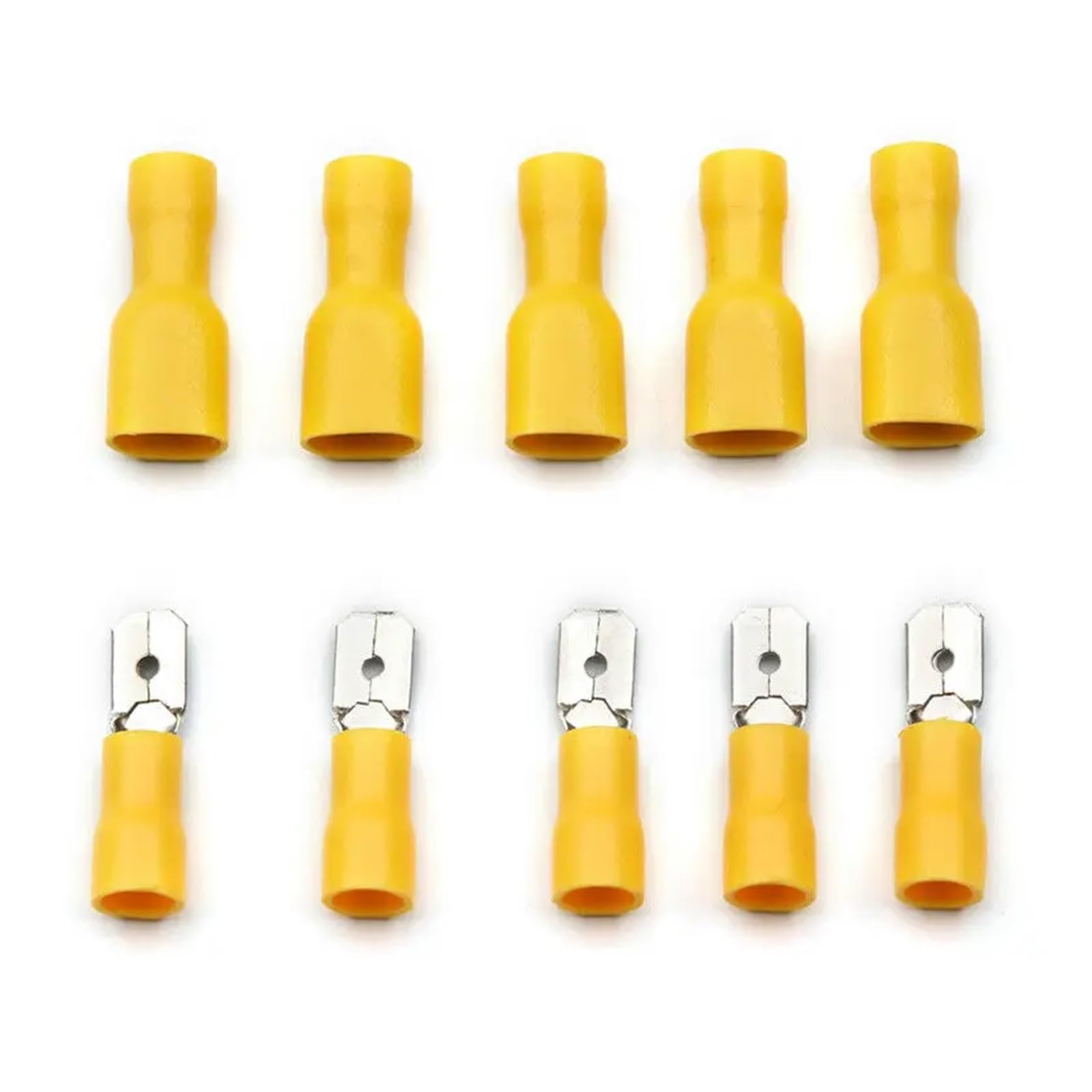 QMKADFQXF 50pcs 6.3mm Yellow 25 Female 25 Male Spade Insulated Electrical Crimp Terminal Connectors