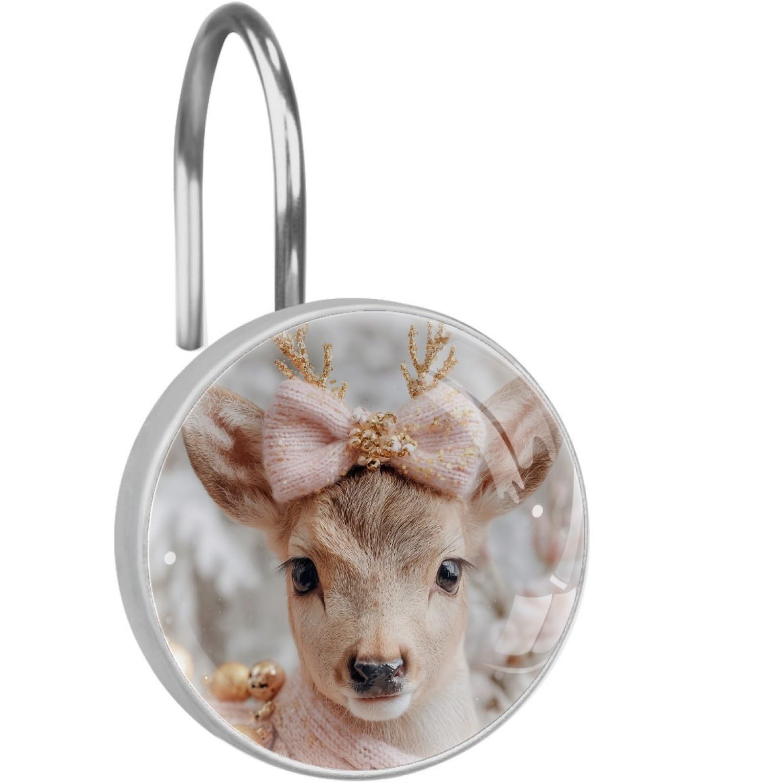 VAPOKF Decorative Shower Curtain Hook: Cute Deer Rustproof Stainless Steel Shower Curtain Ring for Bathroom - Shower Curtain Hook & Hangers - Set of 12