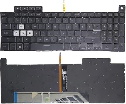 Laptop Keyboard for ASUS TUF Gaming F15 FX507 FX507Z FX507ZC4 FX507ZM FX507ZR FX507ZC Black Without Frame with Colorful Backlight United States US