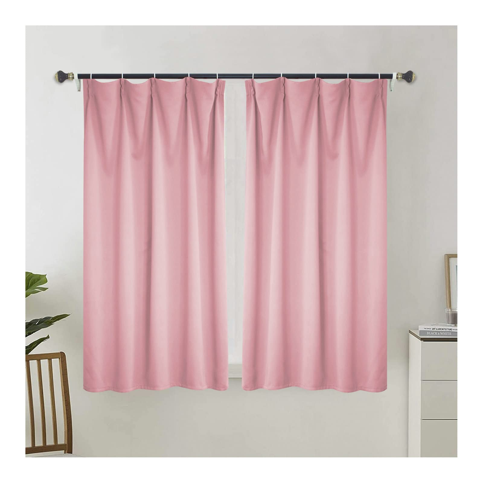Aeici Zasłona termoizolacyjna, zasłona do salonu 100x110 cm Zestaw 2 Czystego Koloru, Poliester, Różowy