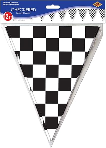 Miniatura 2 de Estandarte a cuadros para fiesta accesorios 1 unidad 1 por paquete Paquete de 1 NegroBlanco