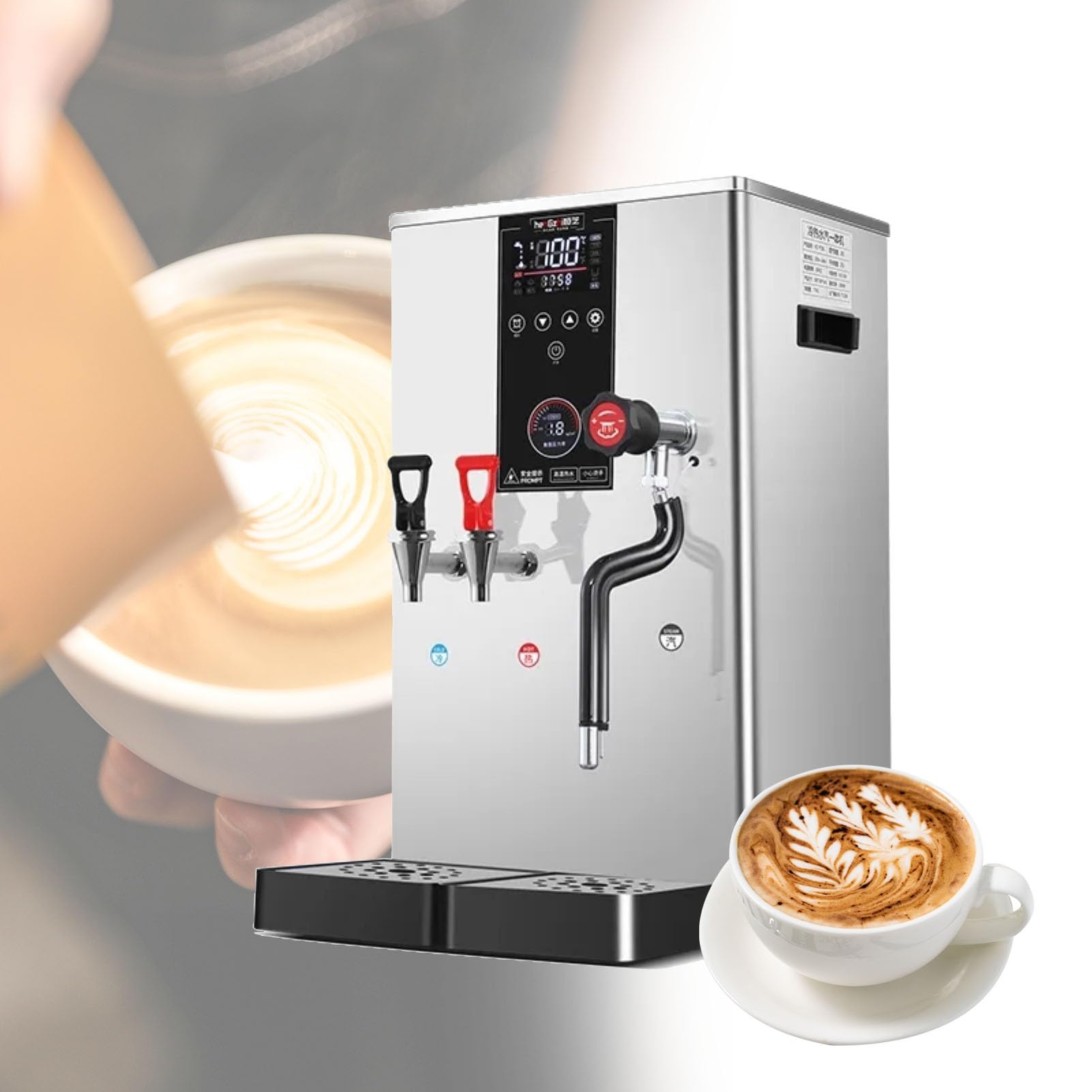 Espumador de Leche automático, máquina eléctrica Comercial para espumar café, Leche y té de Burbujas, de Acero Inoxidable, 110 V, Color Plateado.,110v-Silvery