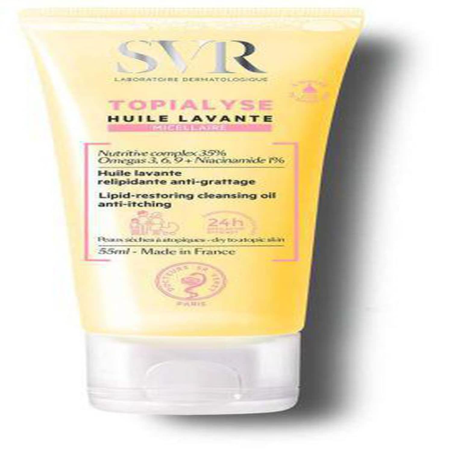 Cosmétique féminine de la marque SVR, nettoyage du visage, Toialyse Huile Lavante 55 millilitres