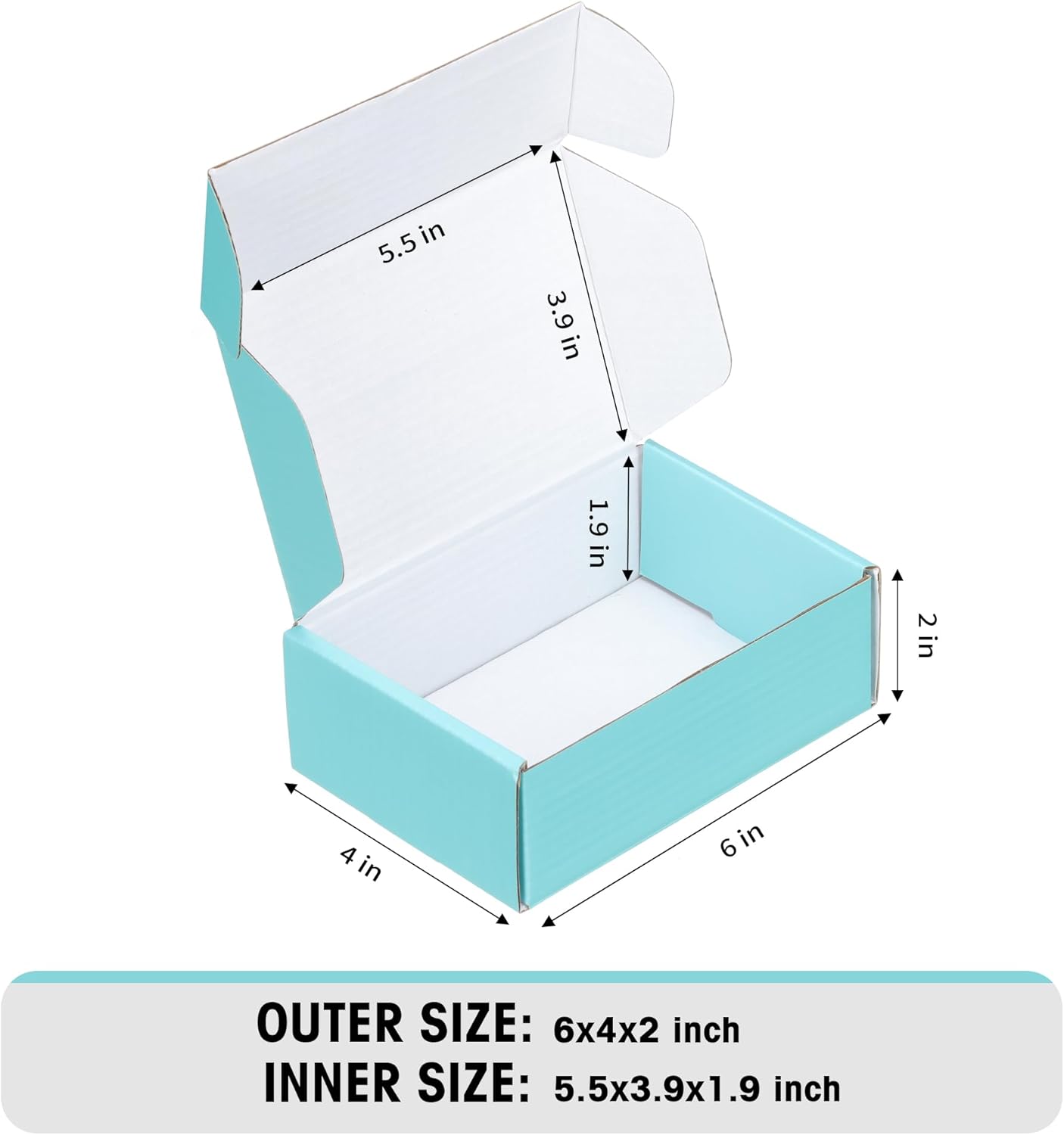 FARRAY 50 Pack of 6x4x2 Inches Small Shipping Boxes, Durable Corrugated Cardboard Boxes for Shipping, Gift, Mailing and Packaging, Teal