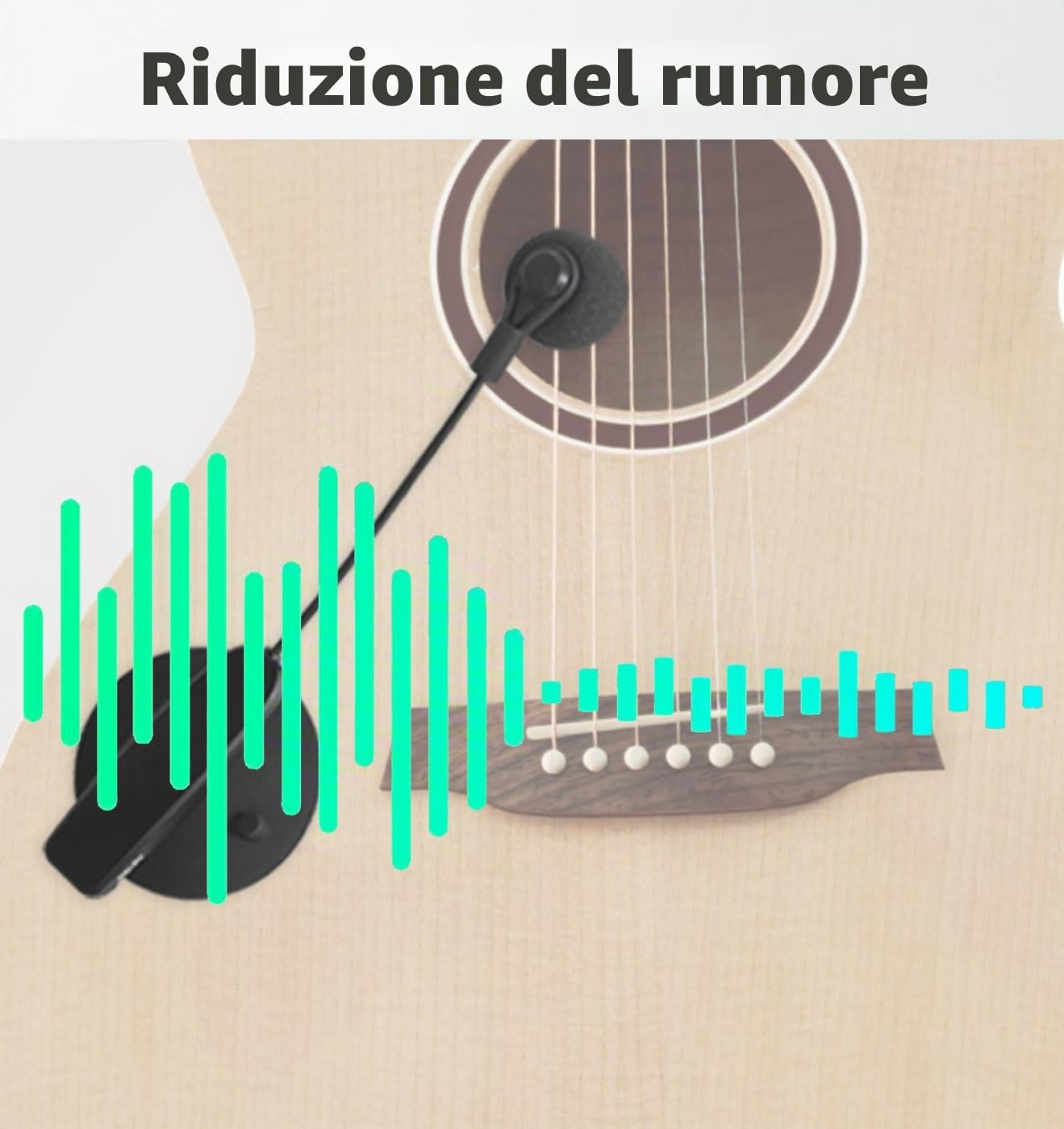 Microfono Wireless per Strumenti Musicali con Ventosa, Ricevitore e Trasmettitore Wireless, per Chitarra, Violino, Banjo e altro ancora
