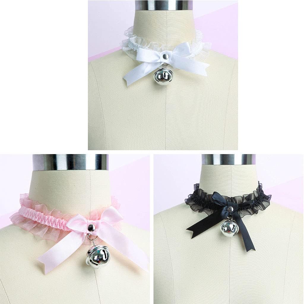 Choker with Kitten Sweet Cute Gothic Choker Detachable Cosplay Party Adjustable Jewelry White Lace Chocker for Women
