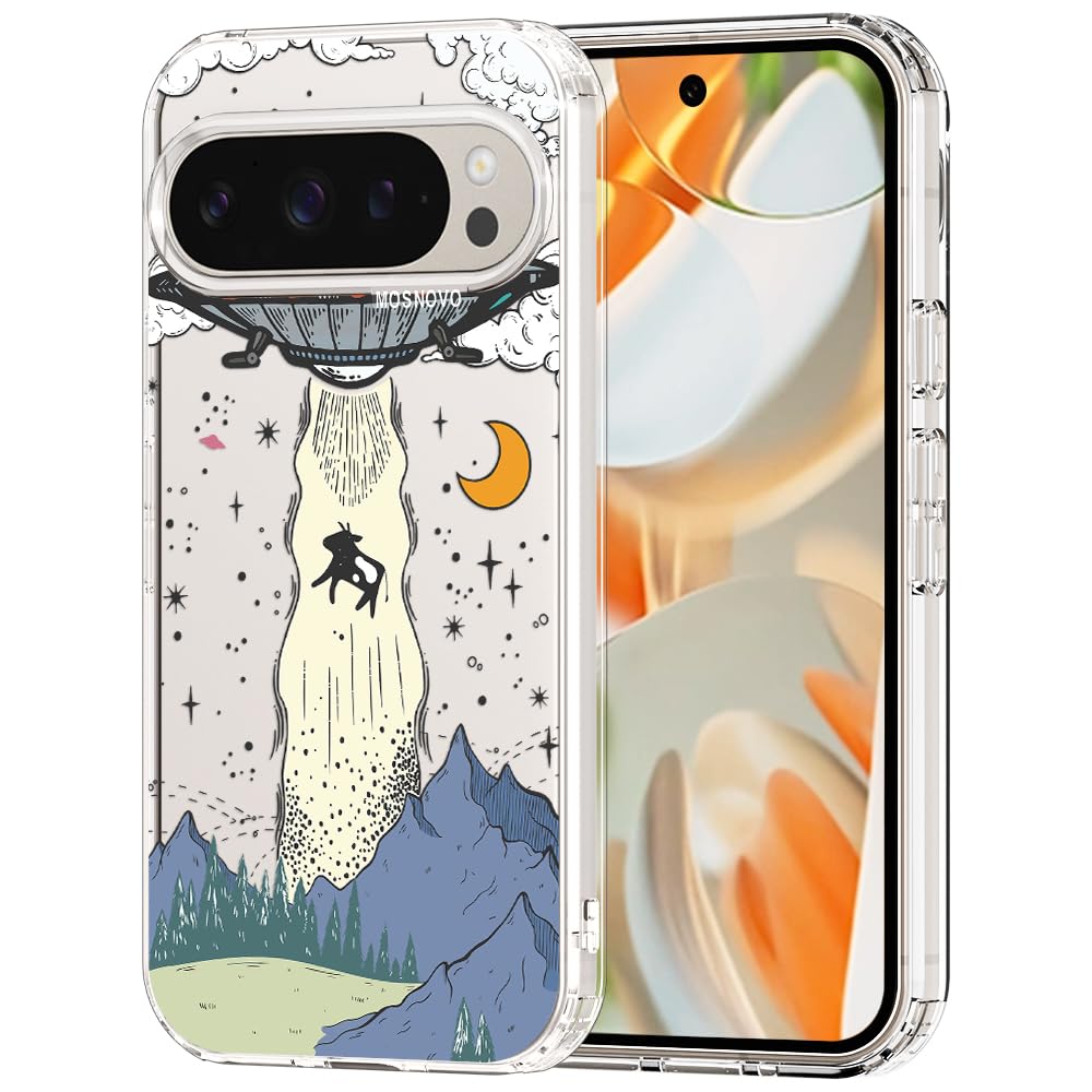 MOSNOVO Case for Google Pixel 9 & Pixel 9 Pro, [Buffertech 6.6ft Military-Grade Drop Protection] [Anti Peel Off Tech] Clear TPU Bumper Phone Case Cover Design - Great Wave — view 17