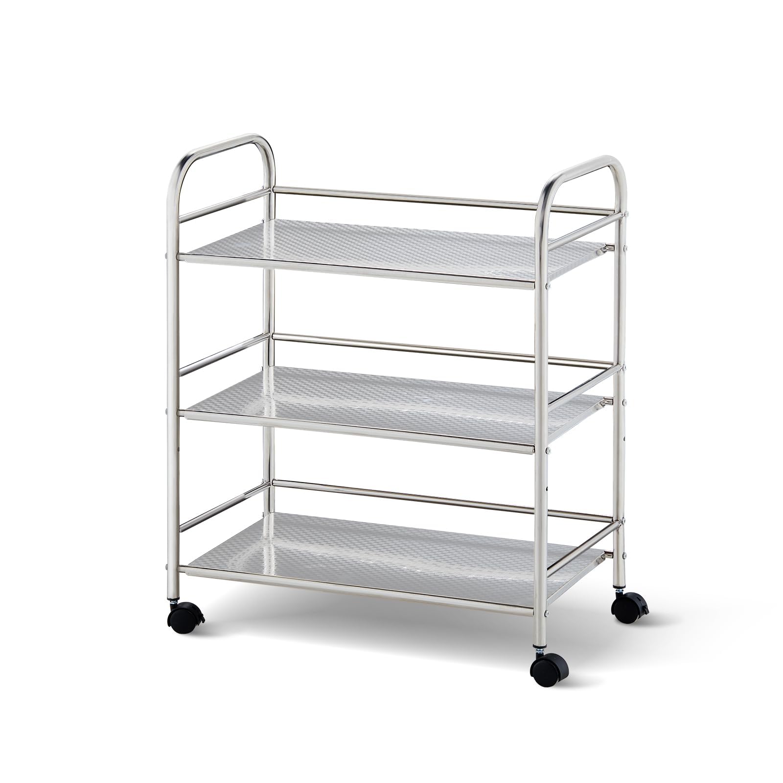 CLIPOP Carrello Portaoggetti a 3 Livelli in Acciaio Inox, Carrello per Isola da Cucina, Carrello Portaoggetti (35 * 60 * 75 cm)