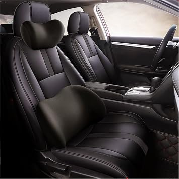 Car Headrest & Lumbar Support Cushion - Ergonomic Car Headrest and Lumbar Support Cushion - Car Lumbar Support Pillow and Car Neck Pillow Kit for Office Chair/Truck/Wheelchair Black