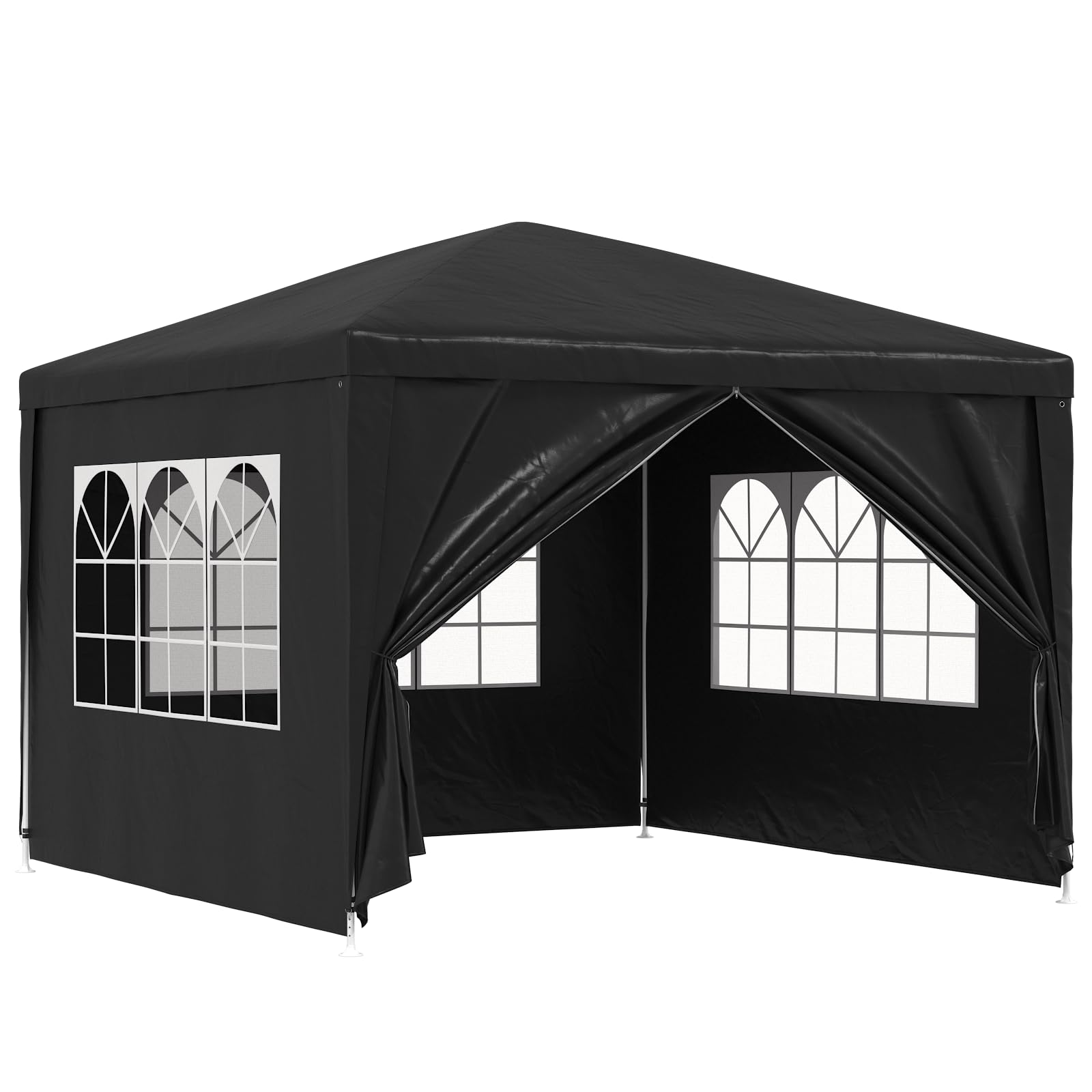 vidaXL Party Tent - Anthracite Polyester Garden Gazebo with Steel Frame and Decorative Windows, Water and UV, Easy to Assemble