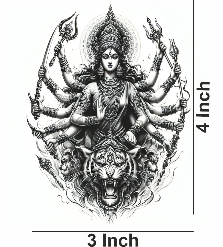 Temporary Tattoowala Matarani, Maa, Godess Durga Temporary Tattoo for male And Female Tattoo Stciker 1