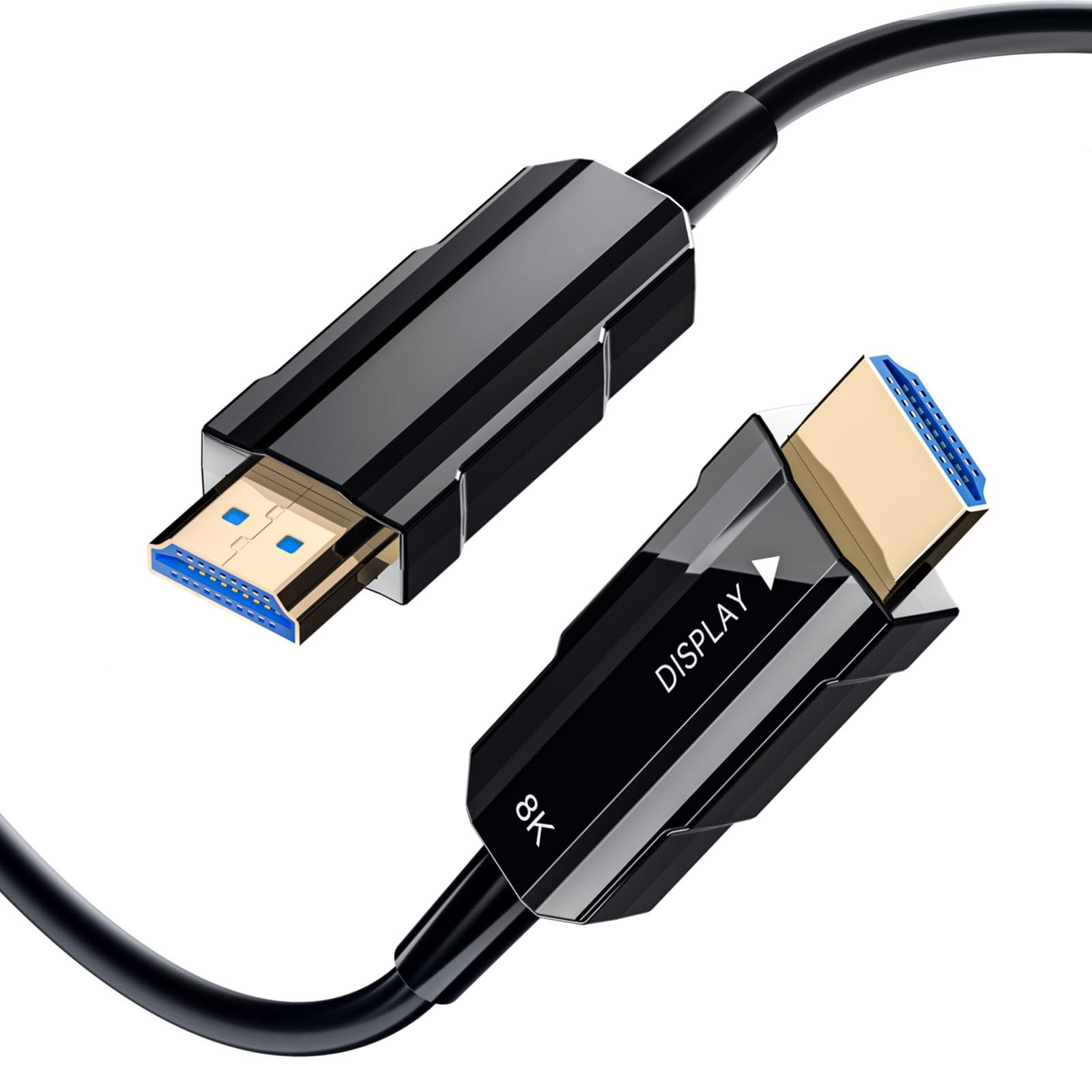 RUBMUD 8K HDMI 2.1 Cable 66ft, Long Fiber Optic HDMI Cable, Ultra High Speed Thin HDMI Cord, 48Gbps, 8K@60Hz 4K@120Hz, Dynamic HDR, Dolby, HDCP 2.2&2.3, 3D, for HDTV Monitor Game Laptop Home Theatre