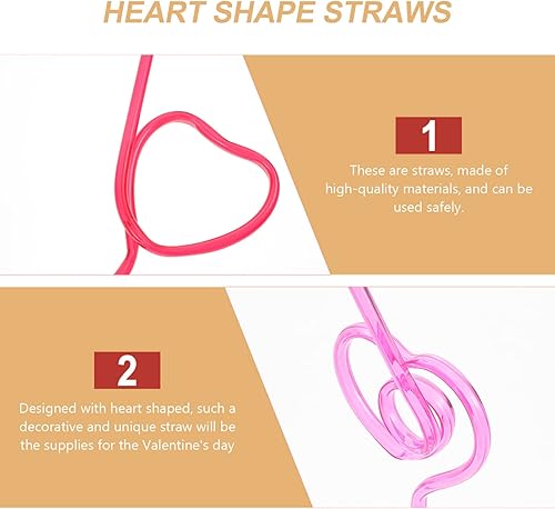 Miniatura 6 de DOITOOL 40 pajitas de San Valentín en forma de corazón, pajitas de café y jugo, pajitas decorativas para té y agua, pajitas de bebida flexibles para