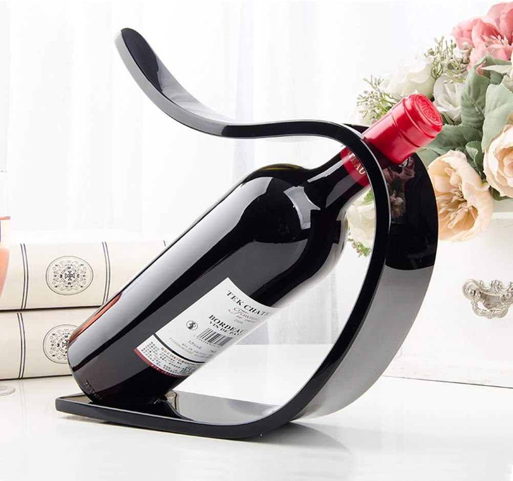 Modern Wine Racks Table Top Single Wine Bottle Holder Free Standing Black Acrylic Small 28X7.5X27 cm