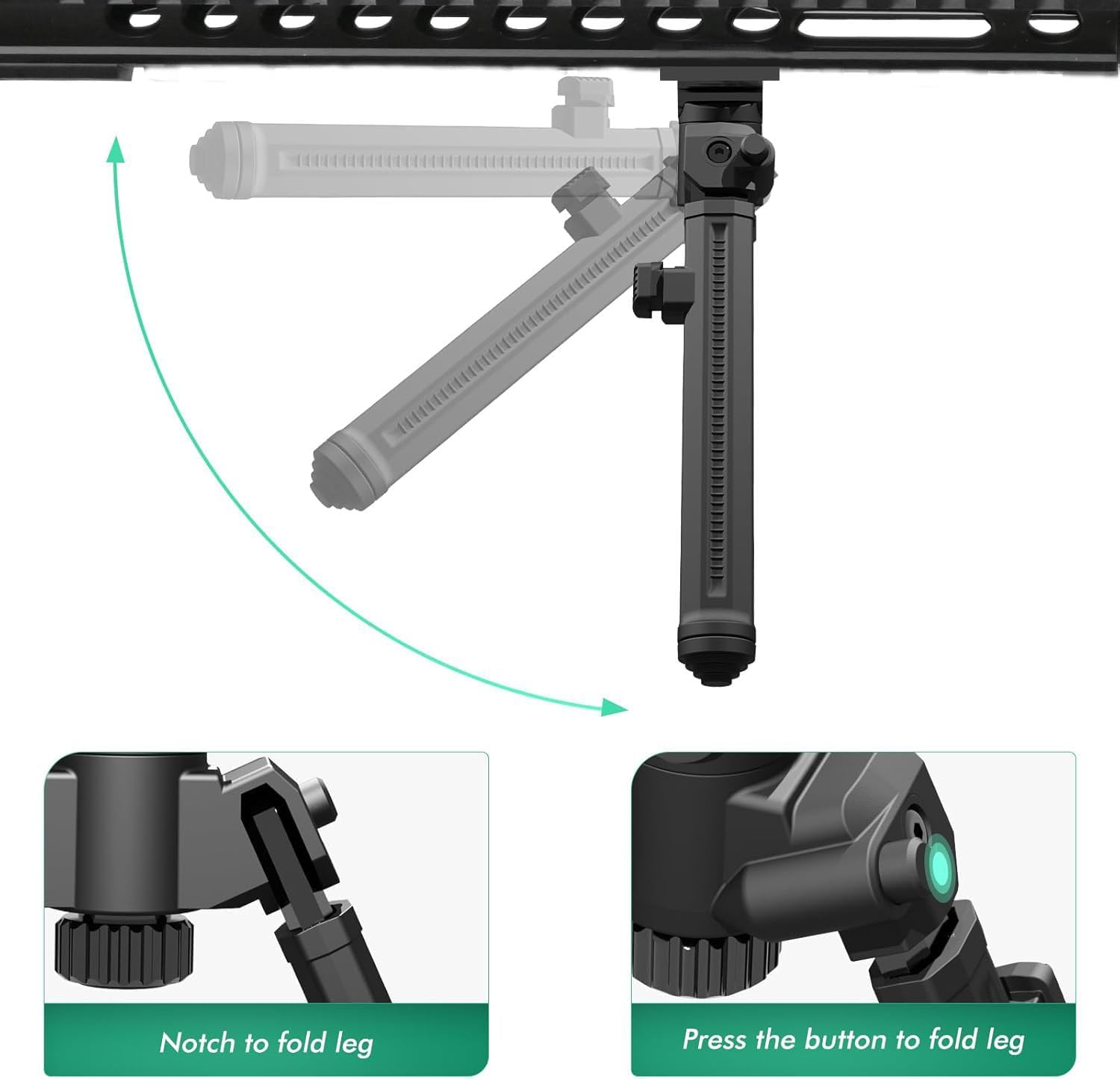 Rifle bipod, 7.6-11.4 "Quick Adjustable Legs and 360 Degree Rotating Head, Durable Metal Frame for Shooting and Hunting, Rifle Accessories