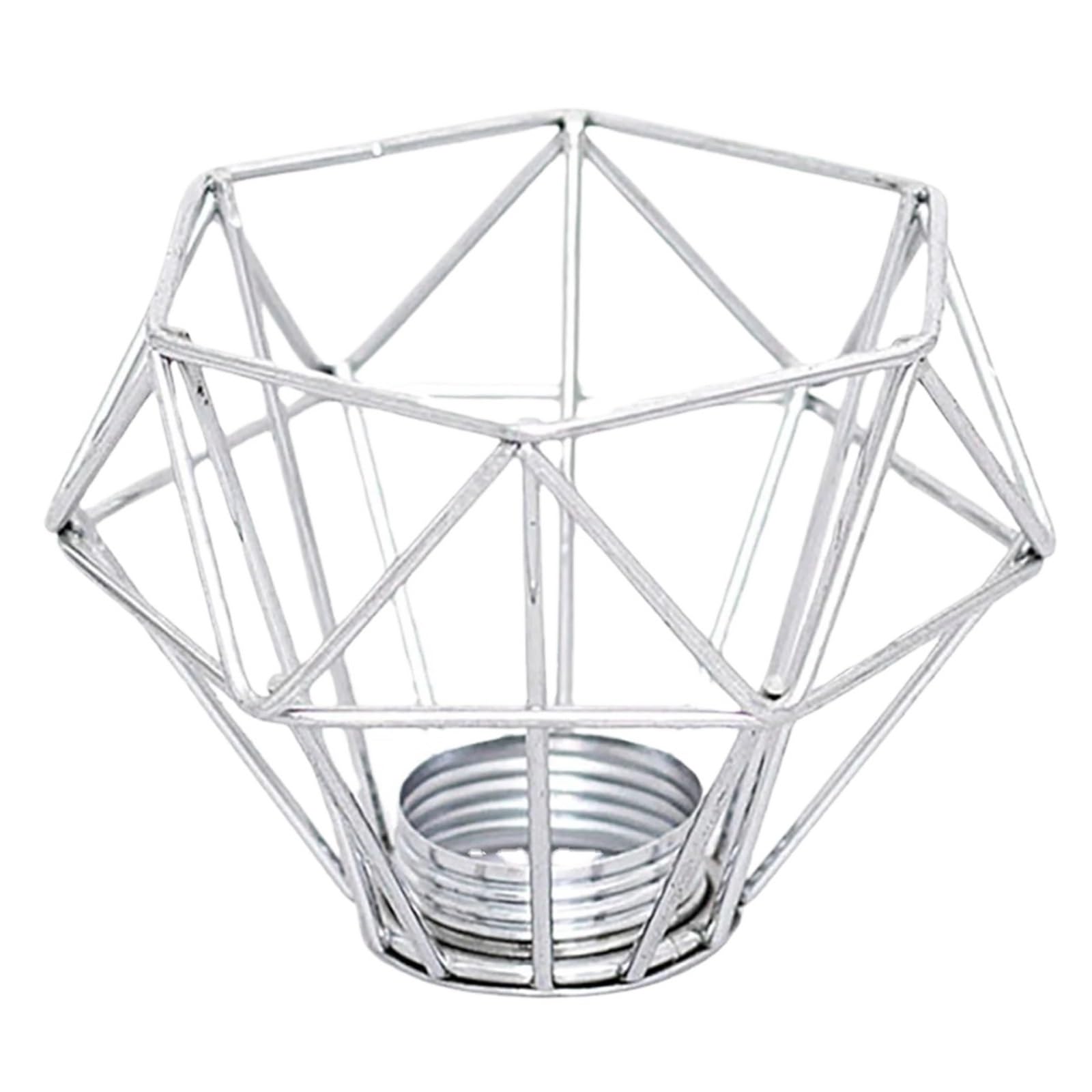 Quxetlryz Grey Metal Lamp Cover Lampshade Metal Lights Cage Bulb Chandelier Wrought Iron Lantern(Grey)