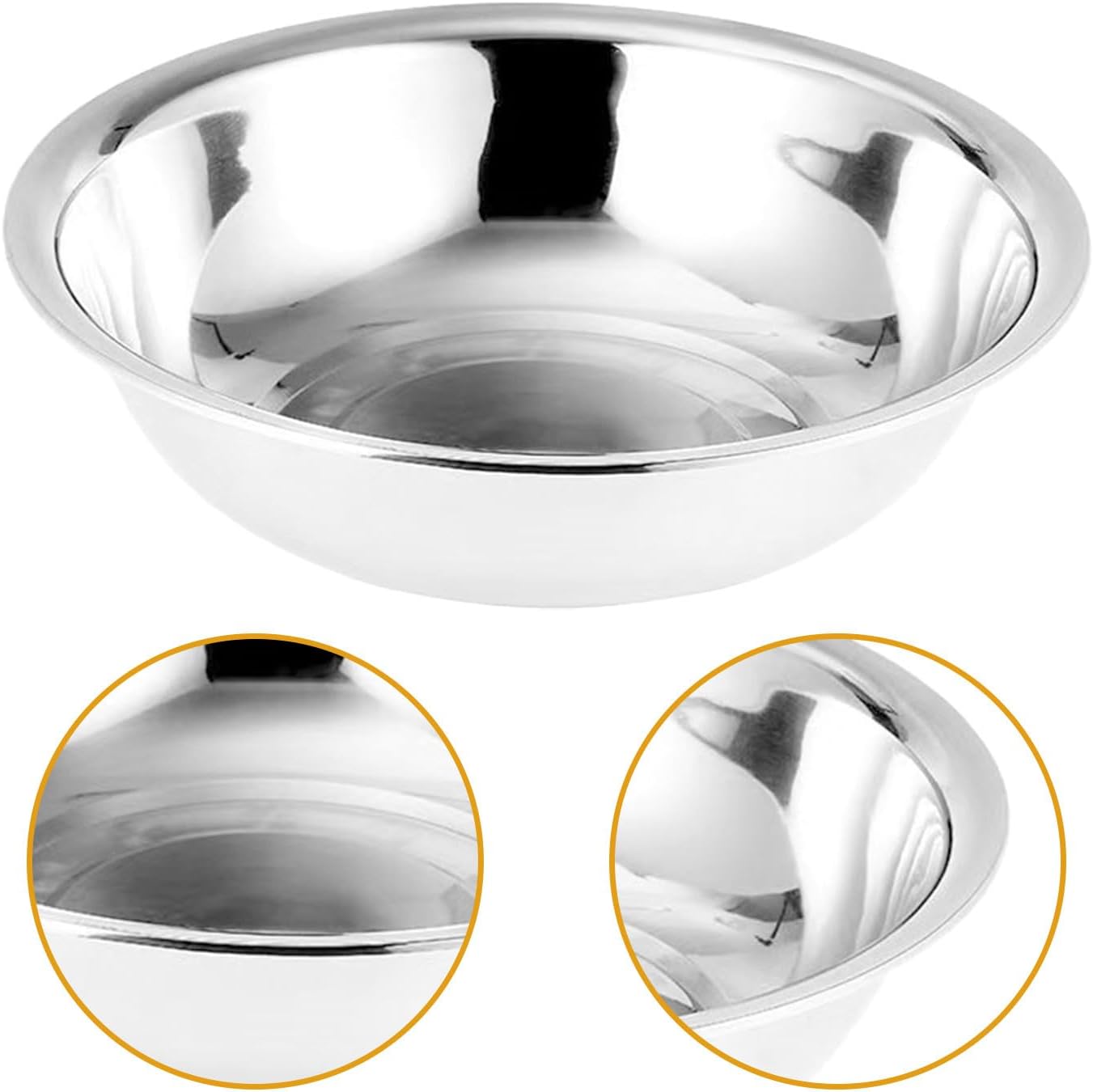 Thickened 36cm Stainless Steel Kitchen Mixing Bowl Flat Bottom Household Vegetable Washing Basin Sturdy Metal Bowl for Food Prep and Fruit Cleaning