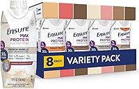 Vista 1 de Ensure Max Protein Nutrition Shakes, Variety Pack, With 30g of Protein, 1g of Sugar, Nutrients to Support Immune System Health, High Protein Shake