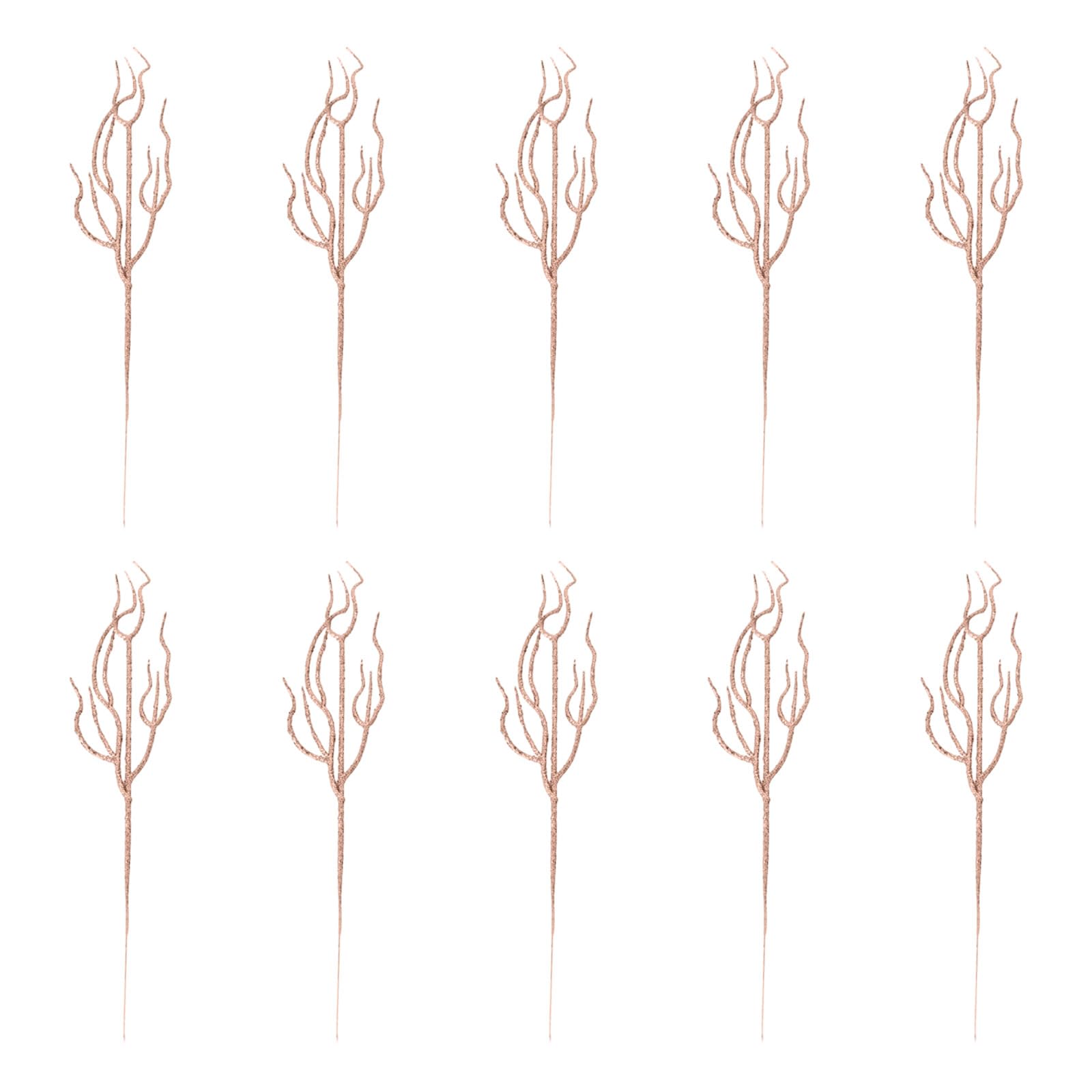 Xitea Rose Gold Pack Of 10 Realistic Artificial Flower Stems, Artificial Dried Branches, Glittering Picks For Christmas And Wedding Decoration, Plastic Flower Stems