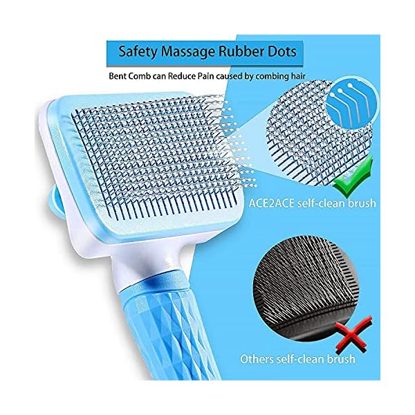 ACE2ACE Dog Brush, Cat Brush, Pet Brush for Long and Short Hair, Pet Grooming Brush, Self-cleaning Slicker Brush Clean Pet Hair from Brush with One Button ACE2ACE Dog Brush, Cat Brush, Pet Brush for Long and Short Hair, Pet Grooming Brush, Self-cleaning Slicker Brush Clean Pet Hair from Brush with One Button