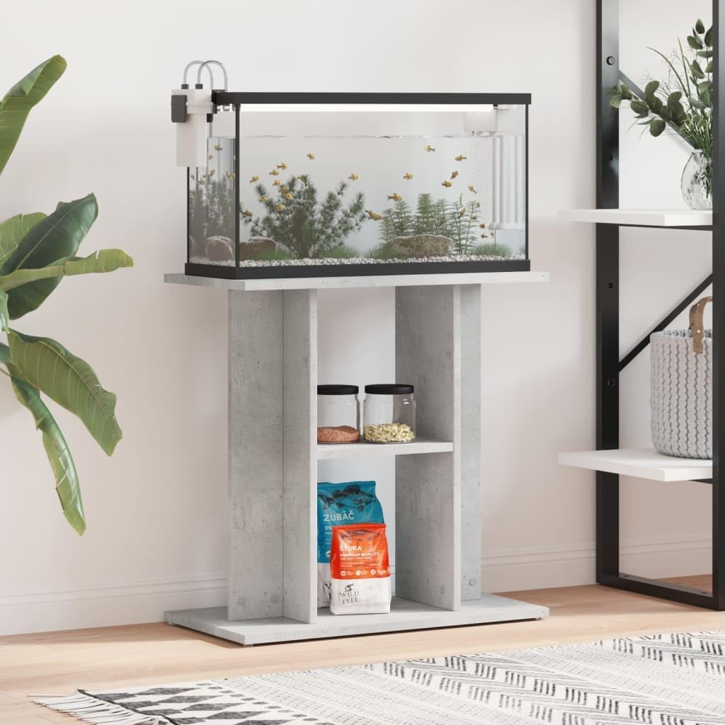 Aquarium Stand Concrete Grey 60 x 30 x 60 cm Wood Material Aquarium Base Cabinet with 3 Shelves Aquarium Shelf Table Fish Tank Stand Aquarium Cabinet for Living Room Home Office