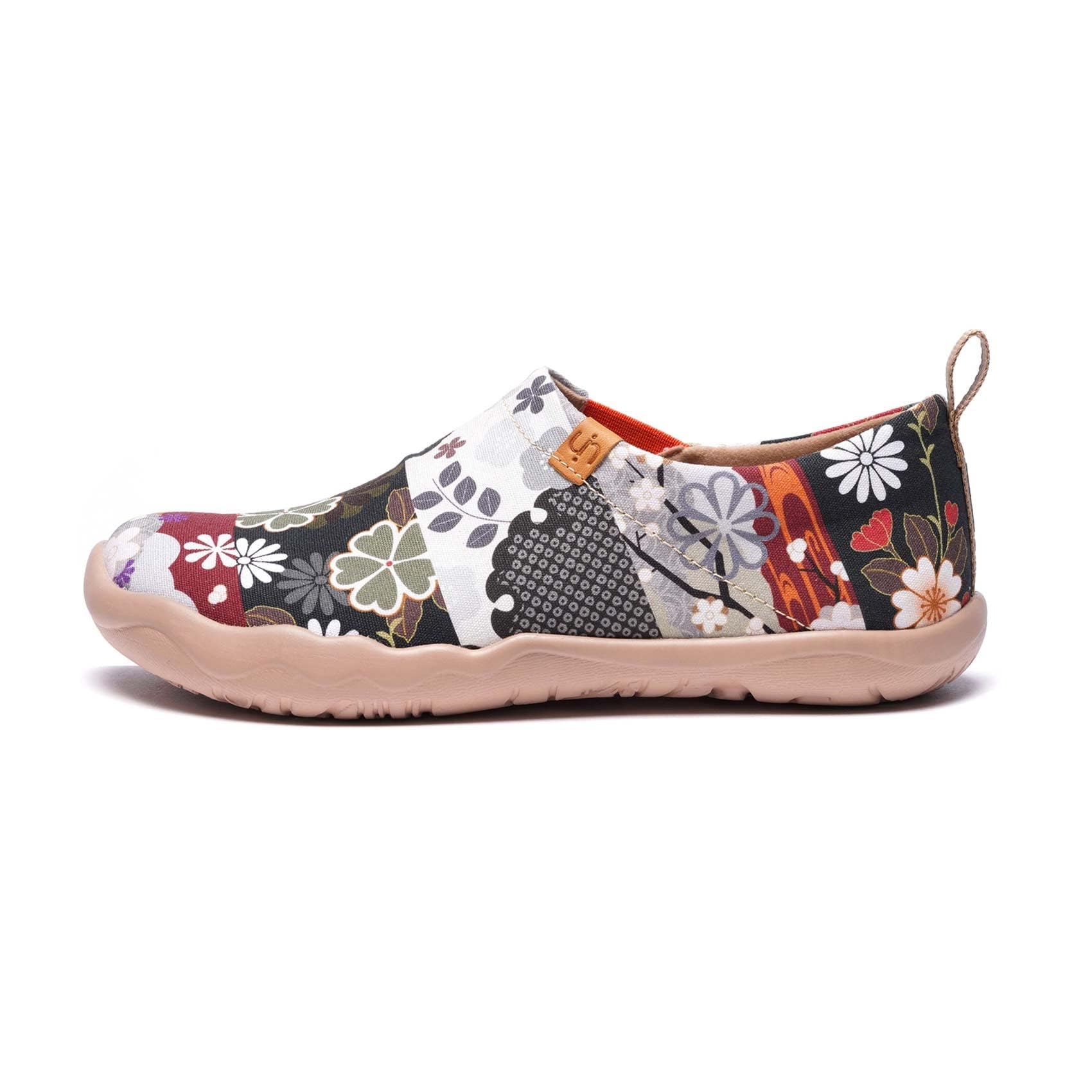 UIN Sakura Femme Chaussure de Voyage Peinte Chaussures Bateau Toile Confort Rouge Espadrilles Mode Basses Mocassins Art Multicolore Loafers Originales Slipper pour Femmes ,Hana,39 EU