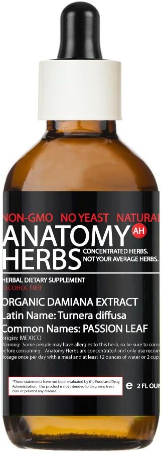 Damiana Extract, Organic High Grade (Alcohol-Free, Yeast Free, Glycerin Free)