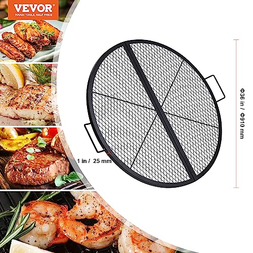 VEVOR Fire Pit Cooking Grill Grate 36 Inch, Foldable Round Cooking Rack, Heavy Duty X-Marks Campfire BBQ Grill with Portable Handle & Support Wire for Outdoor Picnic Party & Gathering, Black by VEVOR - Image 7
