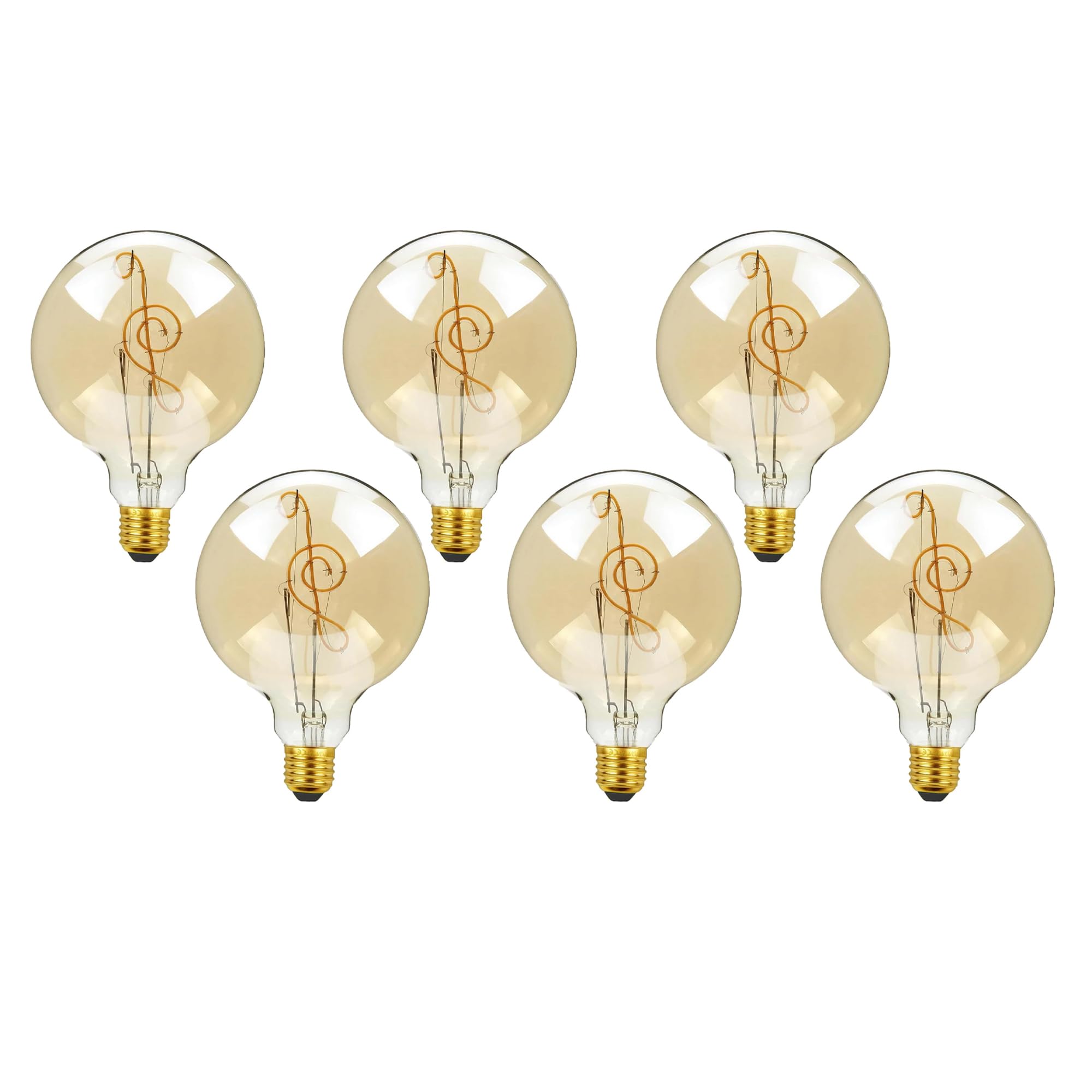 LEDSone Vintage G125 4W E27 Edison LED Screw Bulb, Retro Style Love/Music Design Filament Glass Antique Warm White Indoor Lamp and Decorative Lighting Bulb. (6, Music)