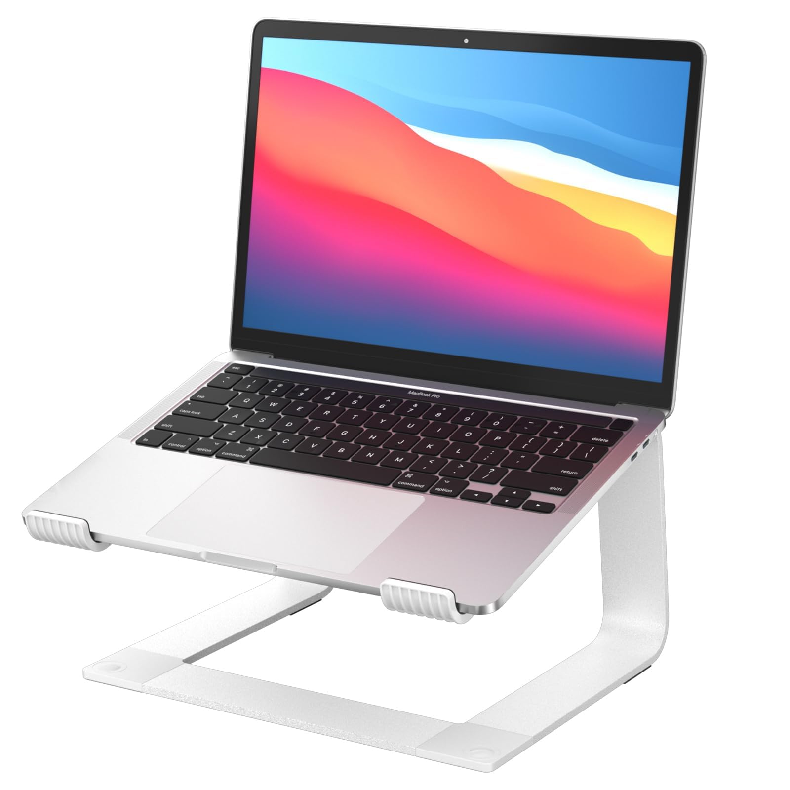 GleYo Laptop Stand for Desk Portable Computer Riser Metal Notebook Holder Printer Stand Office Desk Accessories Compatible with MacBook Air, Pro, Dell, HP, Lenovo and All 10-16" Laptops, Silver