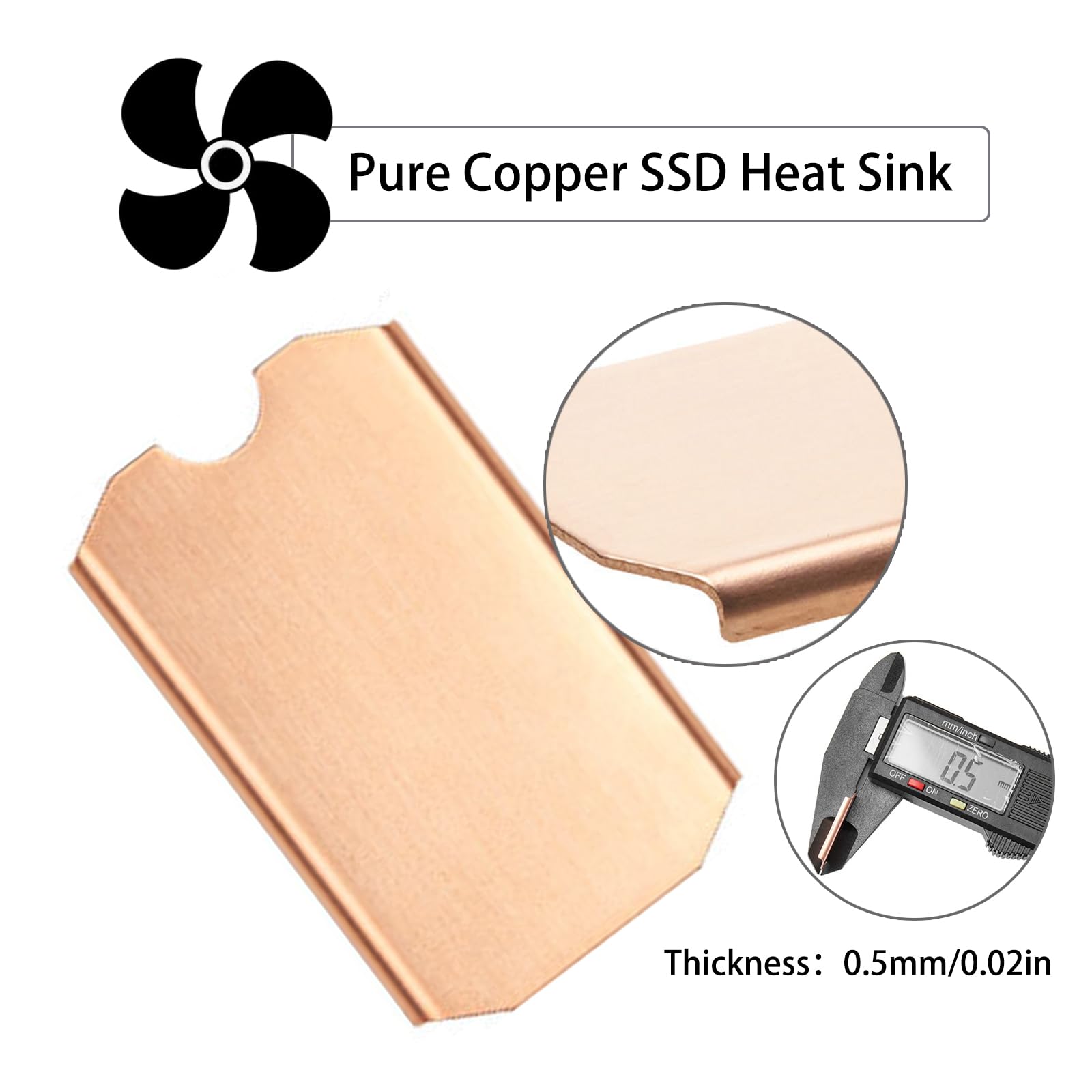Disipador térmico M.2 2242 SSD, cobre 0.5 mm, almohadillas de silicona, herramientas incluidas