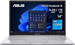 ASUS Laptop VivoBook 14: Procesador Intel Core i5 1334U (hasta 4.6 GHz), Memoria de 16GB DDR4, SSD de 1TB, Pantalla de 14" LED Full HD (1920 x 1080), S.O. Windows 11 Pro.