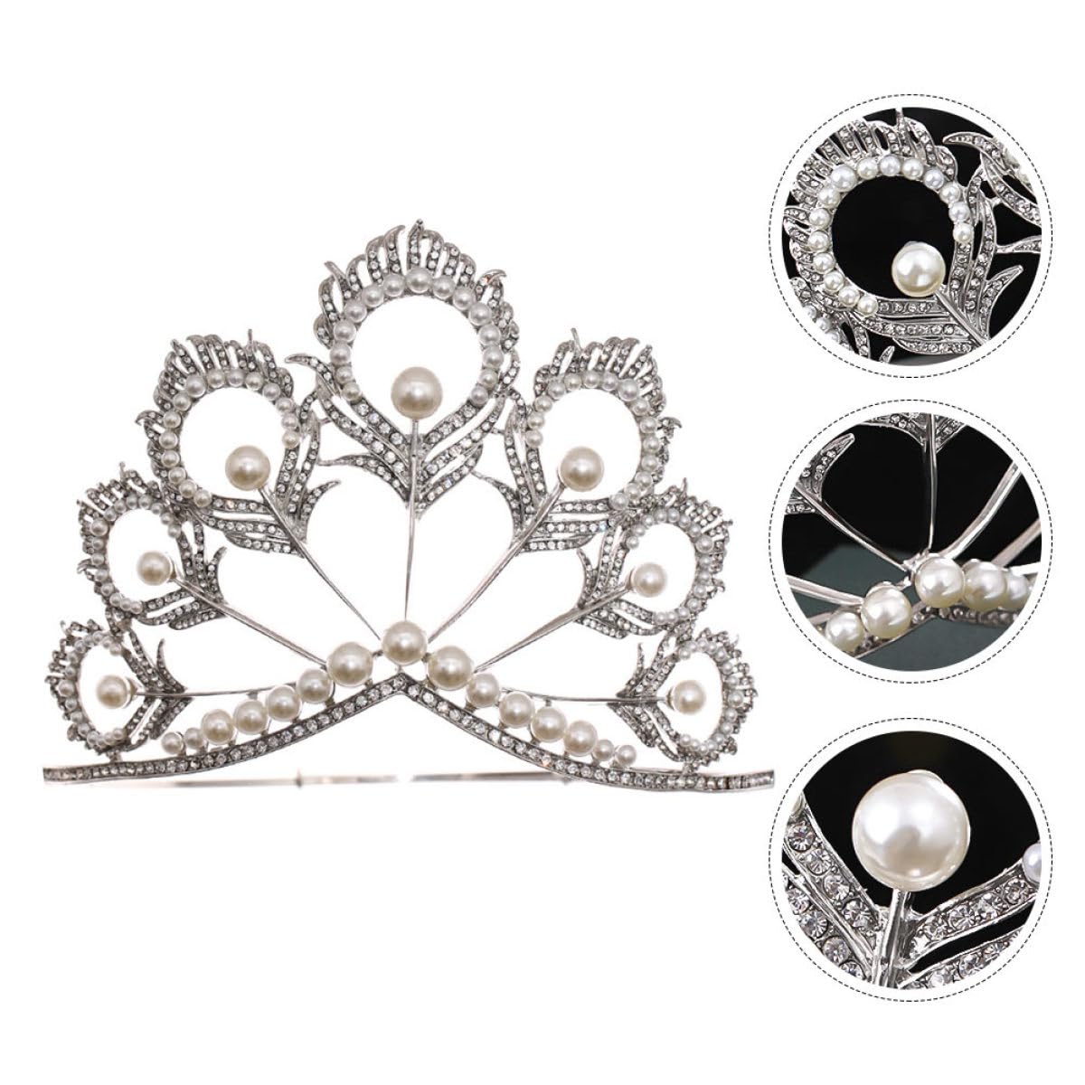 ARTIBETTER Diadema de Perlas de Cristal en Color para Novia, Tocado de Boda Elegante, Accesorio para Pelo de Ceremonias, Fiesta y Eventos Obsequios