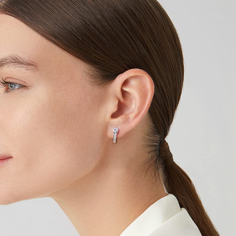 Boucles d'oreilles U argent 925 et zirconium pour le bureau et les sorties - 2