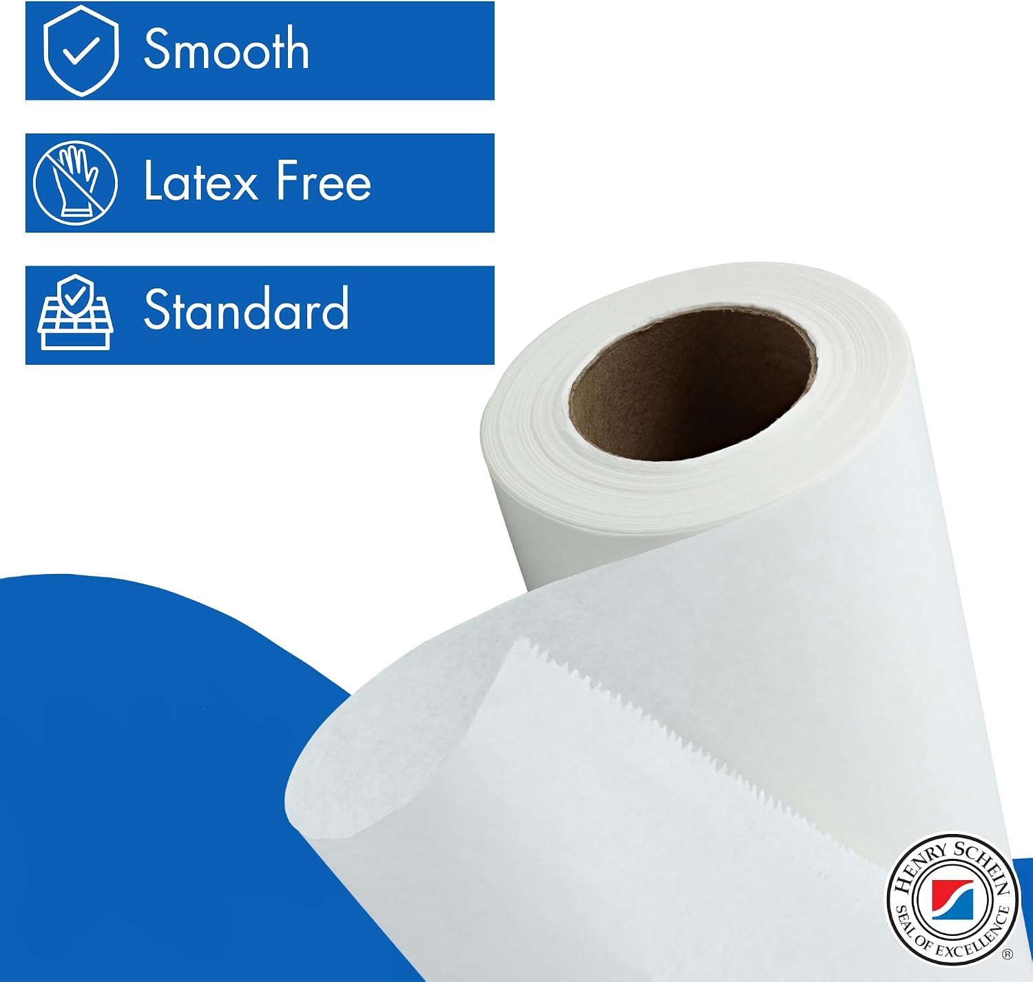 Henry Schein Exam Table Paper, 1 Roll, 21"x225", Smooth Standard, White, Latex-Free – Ideal for Medical and Dental Offices