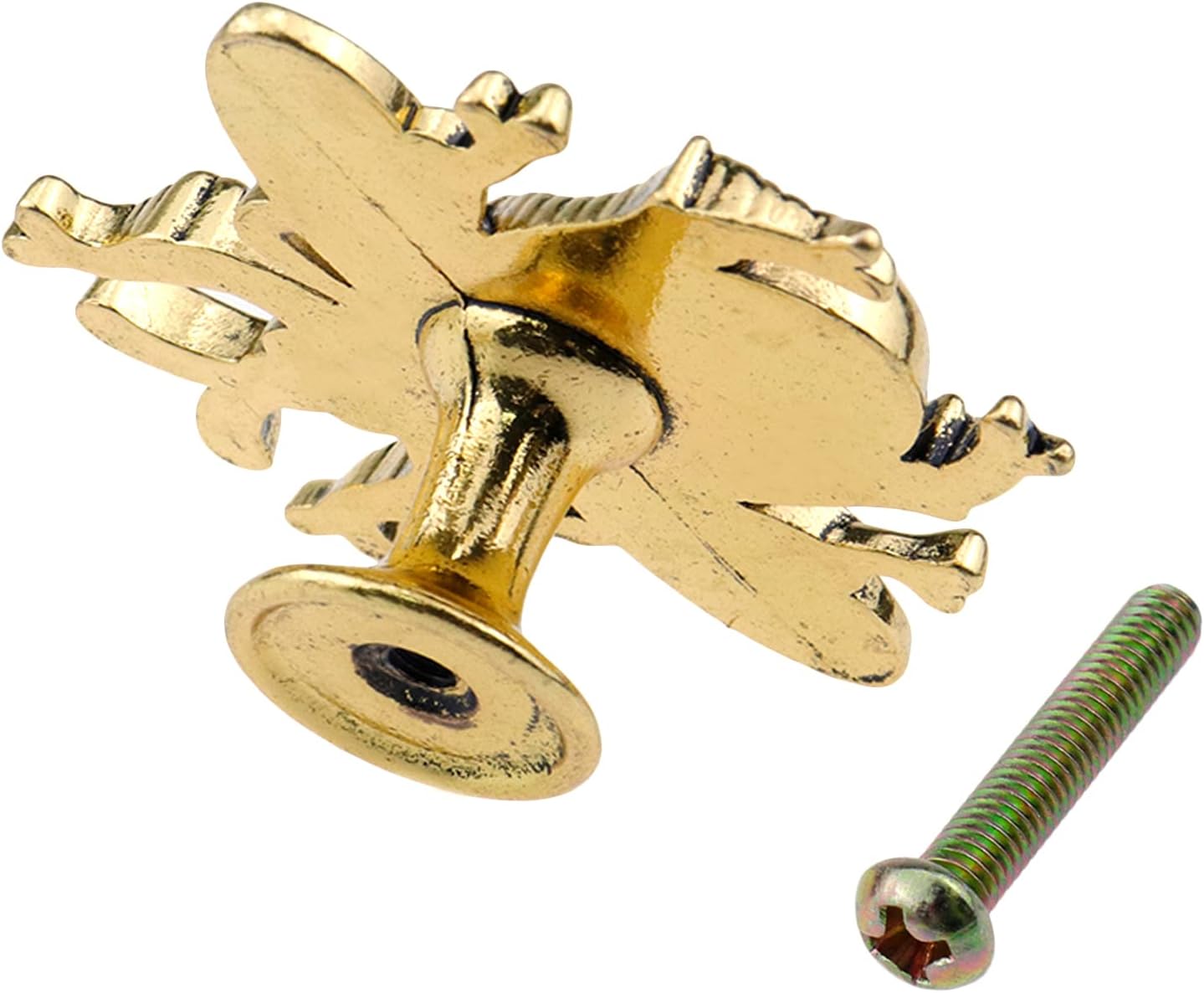 HEVSTIL 2-Pack Bee Shape Cabinet Knob,Nature Theme Single Hole Pulls for Cabinet Dresser Knobs Furniture Door,Antique Gold