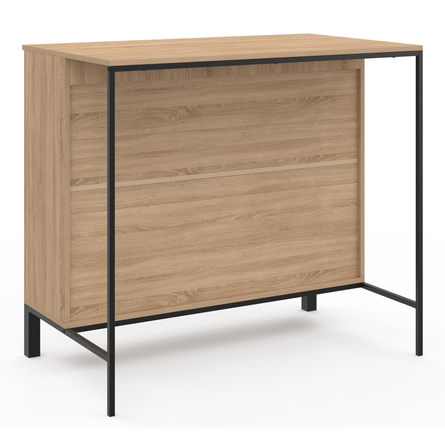 IDMarket - Tavolo bar a isola CINA da 100 cm in legno nero con piano in faggio