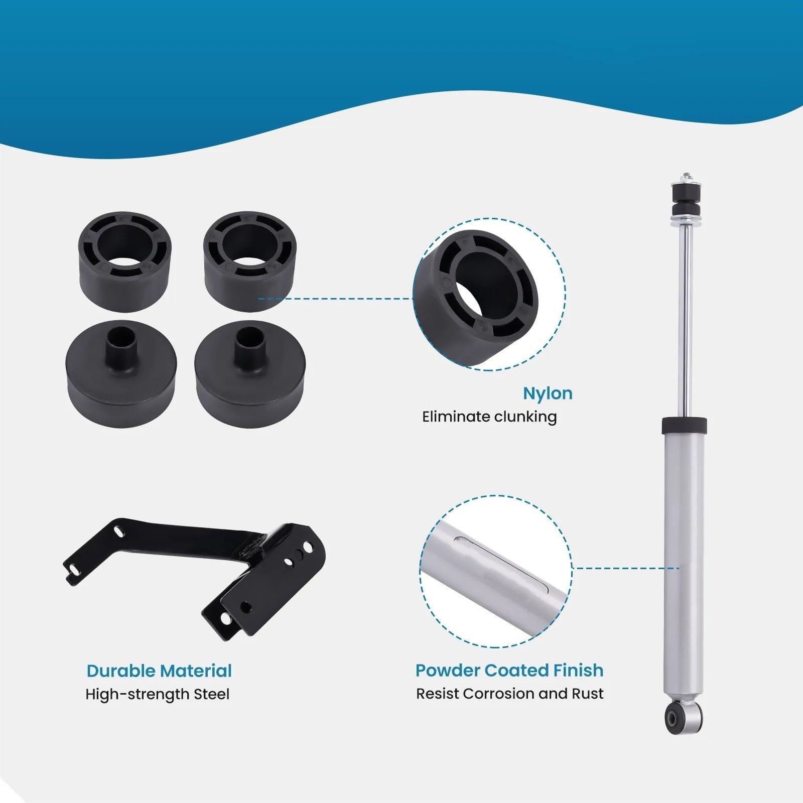 Columna Amortiguador Kit De Elevación Suspensión 2,5 Pulgadas Para Jeep Para Wrangler JK 2007 2008 2009 2010 2011 2012 2013 2014 2015 2016 2017 2018 Con Amortiguadores