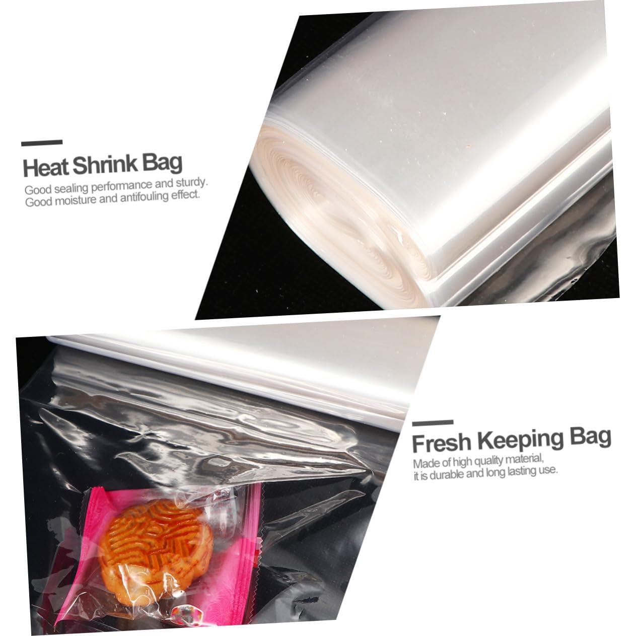 Ipetboom PVC Schrumpffolie Transparent Breit Schrumpfschlauch Beutel Geruchlos Langlebig Schutzfolie für Lebensmittelverpackung und Sichere Aufbewahrung