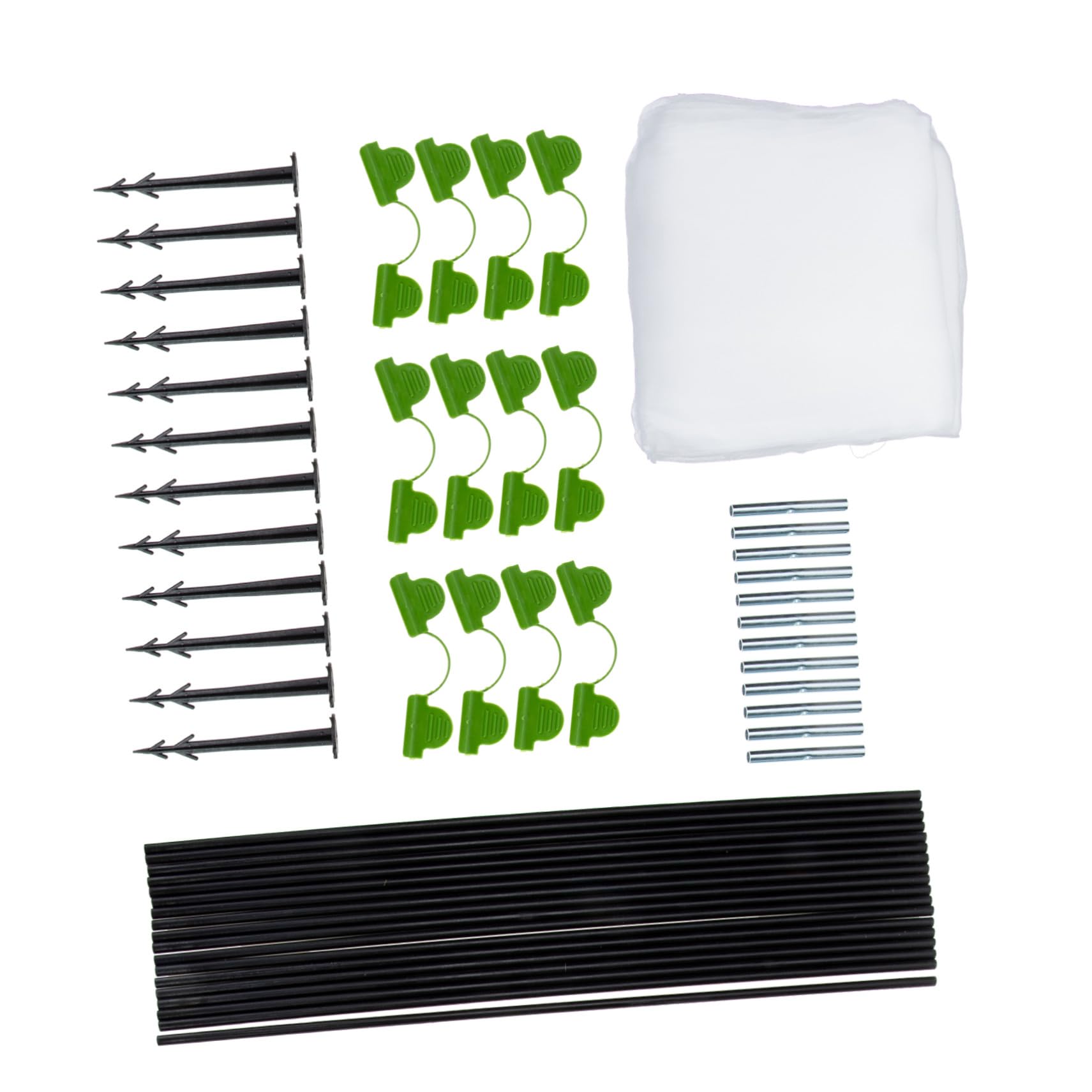 Filet de jardin anti-insectes avec arceaux et piquets de fixation pour potager