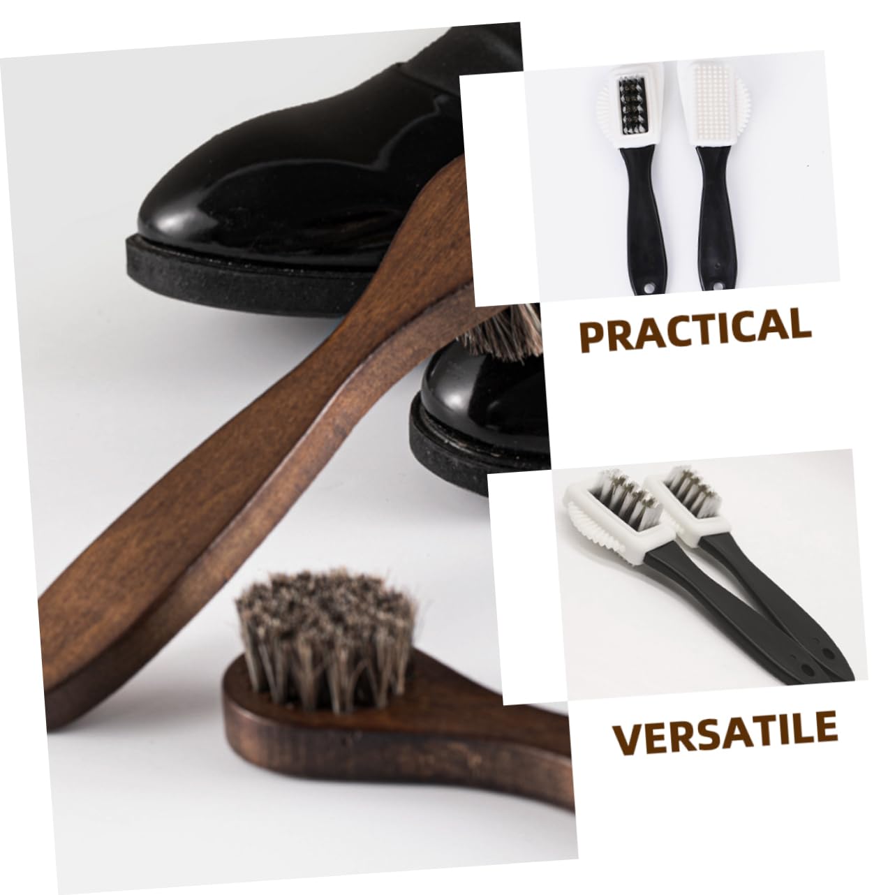 FOMIYES 5 Set Kit Spazzole Per Stivali Pulitore Per Scarpe Pulisci Stivali Bianco Macchia Spazzola Per Scarpe Spazzola in Setola Per Scarpe in Pelle Di Legno 2 Pezzi * 5
