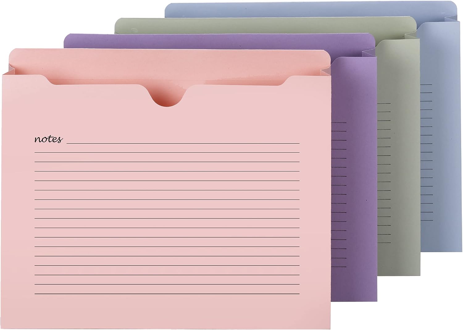 Smead Notes File Jacket, Letter Size, Straight-Cut Tab, 2” Expansion, Assorted Pastel Colors, 12 per Pack (75695)