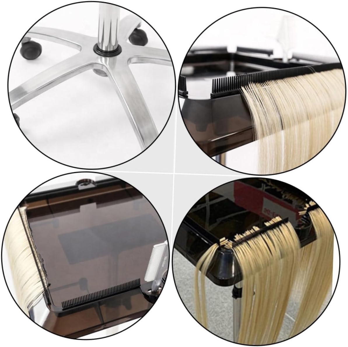 GALPADA Hair Extension Tool Holder Hair Extension Tray Barber Shop Cart Dyeing Bowl Bracket 360° Rotating Pulley