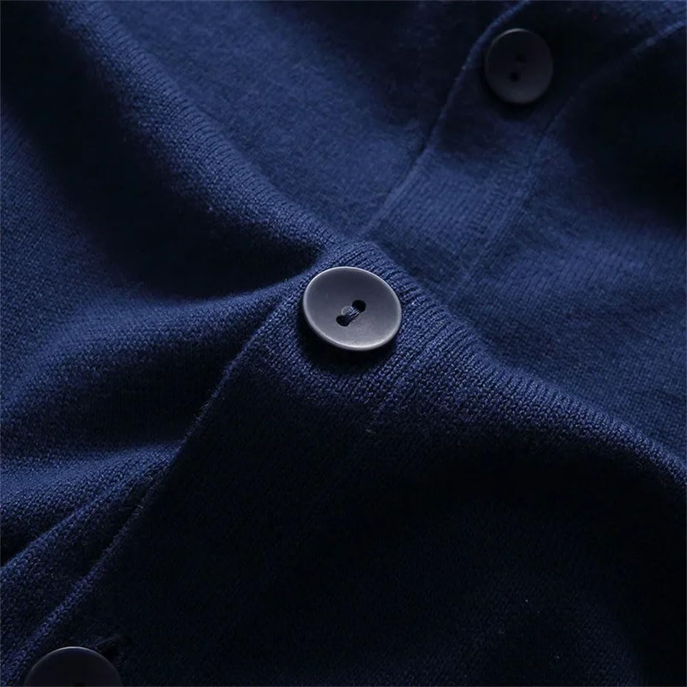 Men's Cotton V-Neck Cardigan Sweater Casual Single Breasted Solid Color Sweater