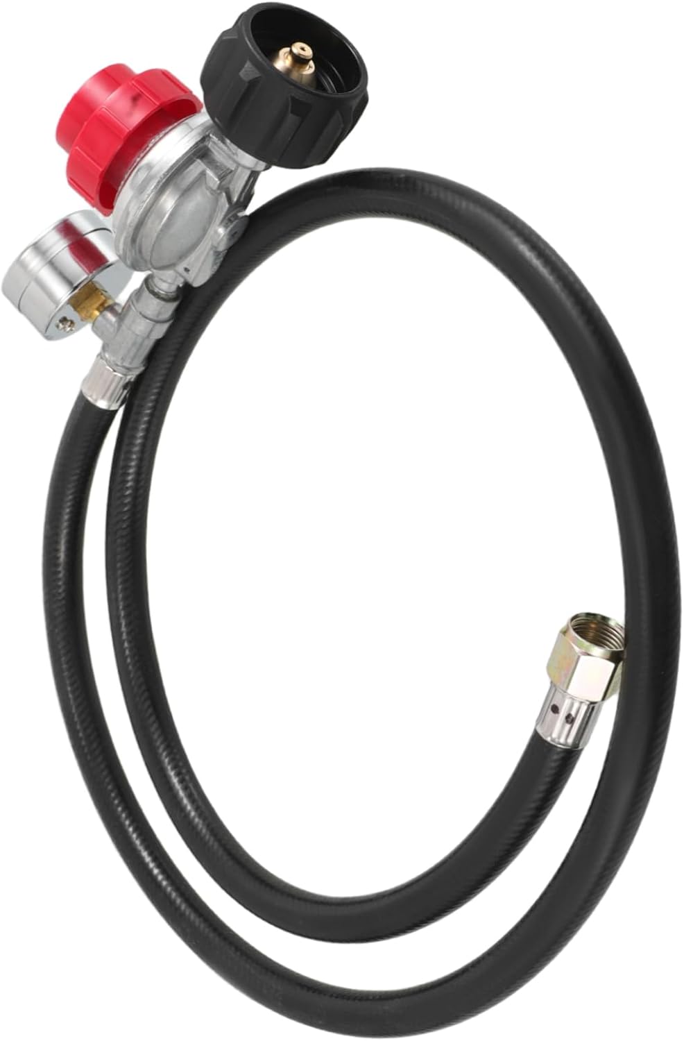 MERRYHAPY Adjustable High Pressure Regulator Psi with Gauge Durable Cast Iron Valve for BBQ Grill Gas Burner and Heating Systems Standard Interface Inlet